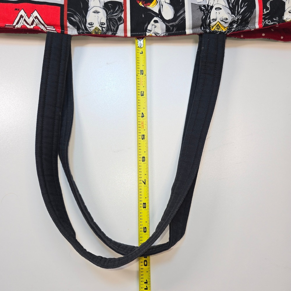 Wonder Woman Comic Panel Handmade Zipper Tote Bag DC Comics Superhero Red Black - Picture 11 of 14